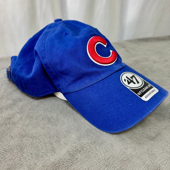 47 Brand Chicago Cubs Clean Up Adjustable Hat Cap Royal Blue with Red C MLB - Picture 1 of 6
